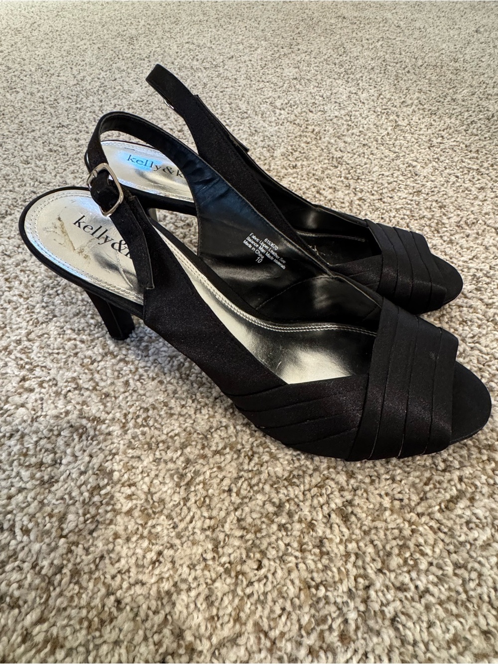 Kelly and Katie Peeptoe Satin Slingbacks Size 10
